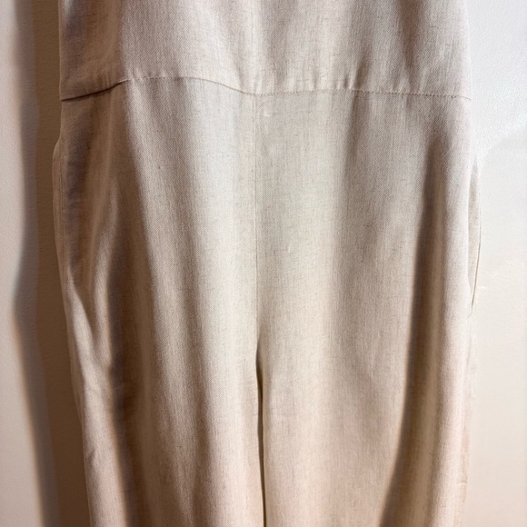 CLUB MONACO Sz 10 Open Back Jumpsuit Linen Cotton Tencel Blend Wide Leg NEW Ecru - Picture 6 of 16